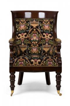 Pair of English Regency Style Upholstered Bergeres in Tapestry Fabric - 4169191