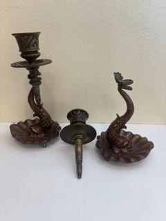 Pair of English Regency dolphin candlesticks - 4667877
