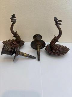 Pair of English Regency dolphin candlesticks - 4667878