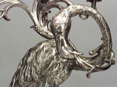 Pair of English Regency style 19th Cent bronze dore herons standing on turtles - 4631652