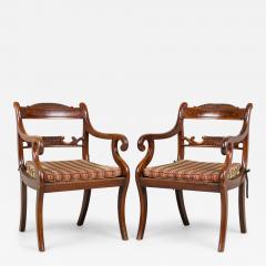 Pair of English Regency style Armchairs With Pink and Brown Cushion - 4186251