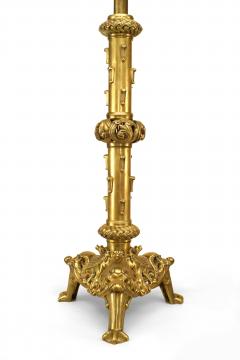 Pair of English Renaissance Style Brass Column Table Lamps - 1381347