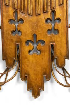 Pair of English Renaissance Style Gilt Metal and Fruitwood Wall Sconces - 4631381