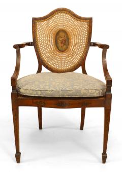 Pair of English Sheraton Satinwood Shield Arm Chairs - 1402052