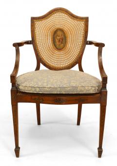 Pair of English Sheraton Satinwood Shield Armchairs - 4651976