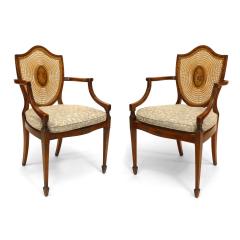Pair of English Sheraton Satinwood Shield Armchairs - 4700389