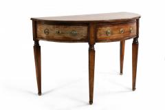 Pair of English Sheraton Style Demilune Inlaid Oak Console Tables - 4628624