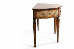 Pair of English Sheraton Style Demilune Inlaid Oak Console Tables - 4628625
