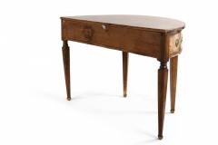 Pair of English Sheraton Style Demilune Inlaid Oak Console Tables - 4628626