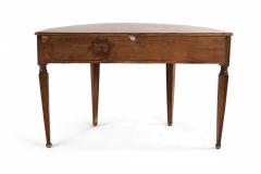 Pair of English Sheraton Style Demilune Inlaid Oak Console Tables - 4628627