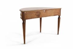 Pair of English Sheraton Style Demilune Inlaid Oak Console Tables - 4628628