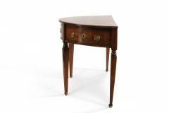 Pair of English Sheraton Style Demilune Inlaid Oak Console Tables - 4628629