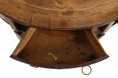 Pair of English Sheraton Style Demilune Inlaid Oak Console Tables - 4628631