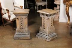 Pair of English Victorian 1870s Terracotta Pedestals with Campanula Motifs - 3509445