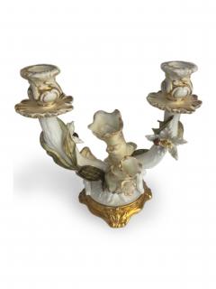 Pair of English Victorian 2 arm Moore porcelain candelabra with a floral design - 4668107