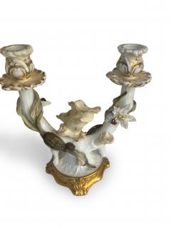 Pair of English Victorian 2 arm Moore porcelain candelabra with a floral design - 4668108