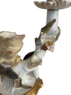 Pair of English Victorian 2 arm Moore porcelain candelabra with a floral design - 4668111