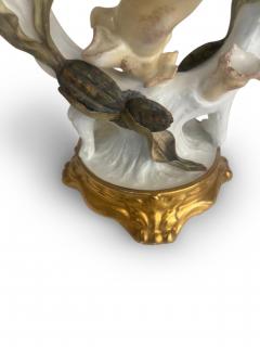 Pair of English Victorian 2 arm Moore porcelain candelabra with a floral design - 4668112
