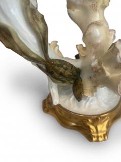 Pair of English Victorian 2 arm Moore porcelain candelabra with a floral design - 4668113
