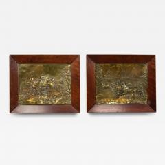 Pair of English Victorian Brass Horse Wall Plaques - 4263263