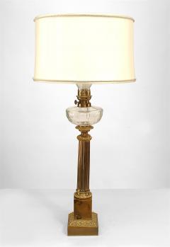 Pair of English Victorian Brass and Crystal Table Lamps - 1381352
