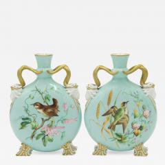 Pair of English Victorian Celadon Porcelain Vases - 4260597