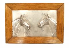 Pair of English Victorian Country Silver Horse Wall Plaques - 4639539