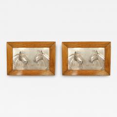 Pair of English Victorian Country Silver Horse Wall Plaques - 4642305