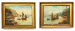 Pair of English Victorian Gilt Seascape Paintings - 4516670