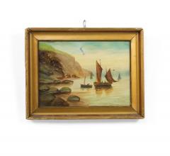Pair of English Victorian Gilt Seascape Paintings - 4516671