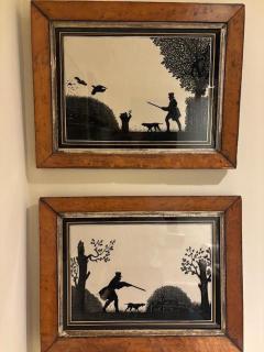 Pair of English Victorian Hunting Scence Glass Silhouettes - 4653424