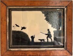 Pair of English Victorian Hunting Scence Glass Silhouettes - 4653426