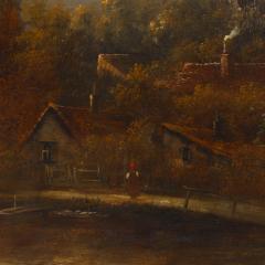 Pair of English Victorian Landscapes of Lake Houses - 4516628