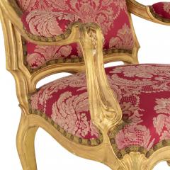 Pair of English Victorian Louis XV Style Giltwood Armchairs English c 1840 - 4686541