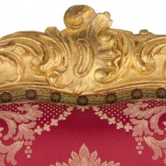 Pair of English Victorian Louis XV Style Giltwood Armchairs English c 1840 - 4686543