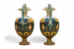 Pair of English Victorian Minton 19th Century amphora porcelain vases with sna - 4626395