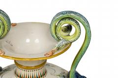 Pair of English Victorian Minton 19th Century amphora porcelain vases with sna - 4626396