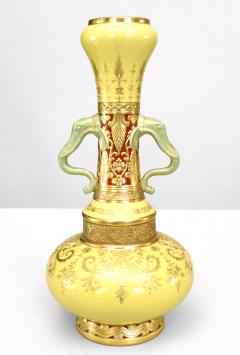 Pair of English Victorian Minton Yellow Porcelain Bottle Vases - 4199976