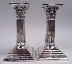 Pair of English Victorian Neoclassical Column Candlesticks 1893 - 4228450