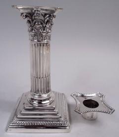 Pair of English Victorian Neoclassical Column Candlesticks 1893 - 4228451
