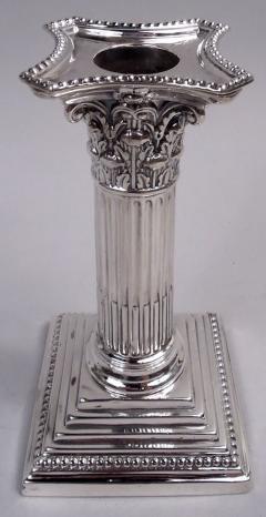 Pair of English Victorian Neoclassical Column Candlesticks 1893 - 4228453