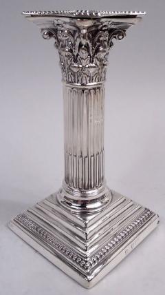 Pair of English Victorian Neoclassical Column Candlesticks 1893 - 4228454