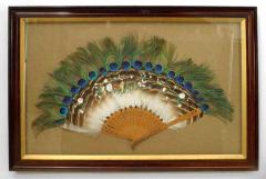 Pair of English Victorian Peacock Feather Fan Wall Plaques - 4200348