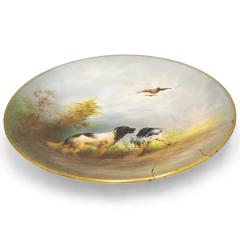 Pair of English Victorian Porcelain Hunting Dog Scene Wall Plaques - 4199853
