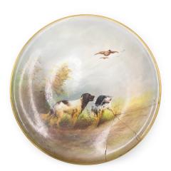 Pair of English Victorian Porcelain Hunting Dog Scene Wall Plaques - 4199855