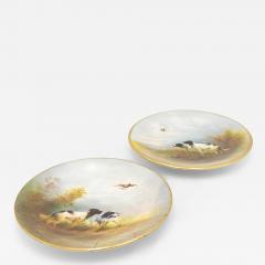 Pair of English Victorian Porcelain Hunting Dog Scene Wall Plaques - 4260644