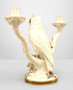 Pair of English Victorian Porcelain Owl Candelabras - 4200925