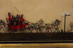 Pair of English Victorian Red Coach and Horses Silhouettes - 4516583