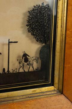 Pair of English Victorian Red Coach and Horses Silhouettes - 4516585