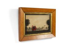 Pair of English Victorian Red Coach and Horses Silhouettes - 4516586